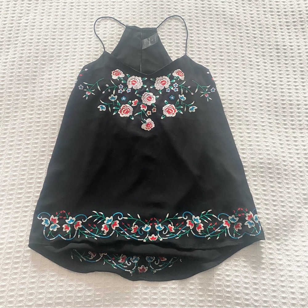 Express floral embroidered Black Racerback cami tabk size Small